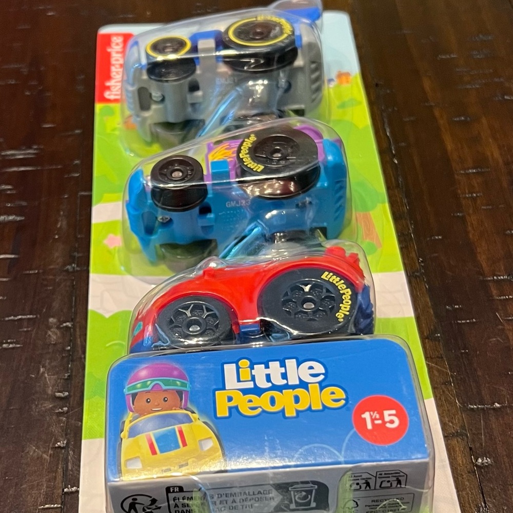 Fisher Price Little People Three Wheelie Vehicles Race Cars - Picture 5 of 5